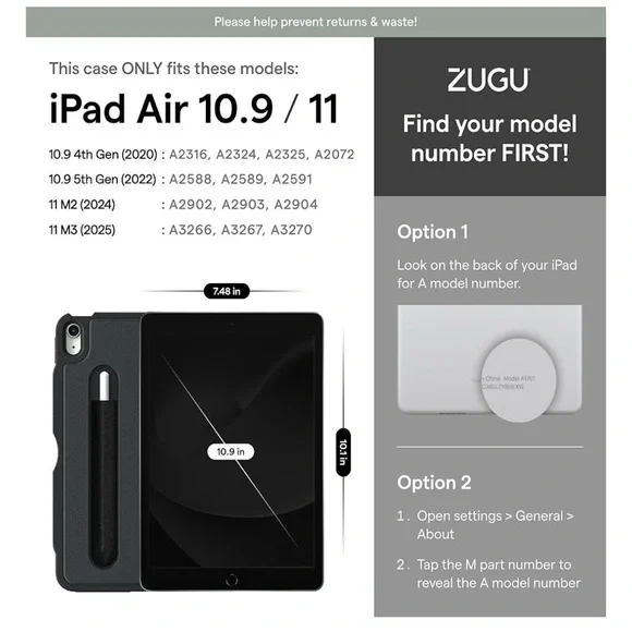 ZUGU Case iPad Air 10.9 4th/5th Gen, 11 (M3 2025/M2 2024) Desert Rose - Picture 9 of 12